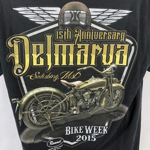 Delmarva Salisbury, MD 2015 Bike Week T-Shirt Men's Large To Medium Double Sided